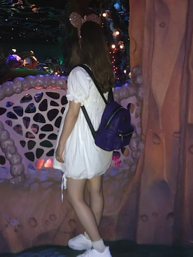 「Disney（ディズニー）のアイテム（ワンピース、ホワイト系）」を使った、かちさん（レディース・153cm）の秋コーディネート