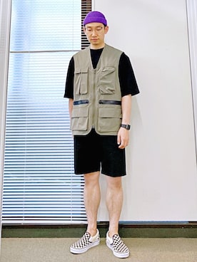 「ADAM ET ROPE'（アダムエロペ）のアイテム（その他アウター）」を使った、圭さん（メンズ・166cm）の夏コーディネート