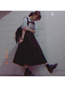 「半袖」｜「アイテム（バックパック/リュック）」を使った、ﾅﾅﾅさん（レディース・157cm）の春コーディネート