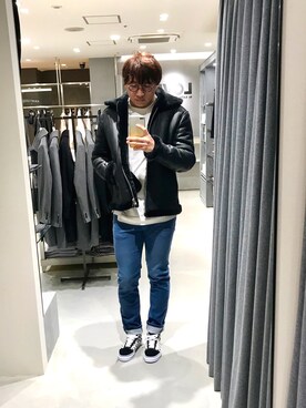 「HAMNETT（ハムネット）のアイテム（ジャケット/アウター）」を使った、ジュンさん（メンズ・177cm）の冬コーディネート