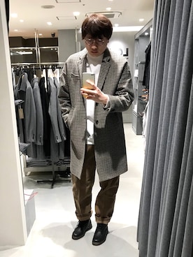 「イギリス」｜「アイテム（ダウンジャケット/コート）」を使った、ジュンさん（メンズ・177cm）の冬コーディネート