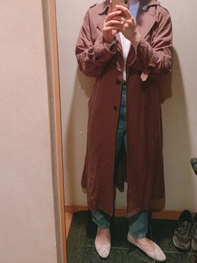 「A part by（アパートバイ）のアイテム（トレンチコート）」を使った、しーーーたさん（レディース・166cm）の春コーディネート