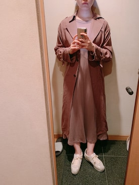 「A part by（アパートバイ）のアイテム（トレンチコート）」を使った、しーーーたさん（レディース・166cm）の春コーディネート