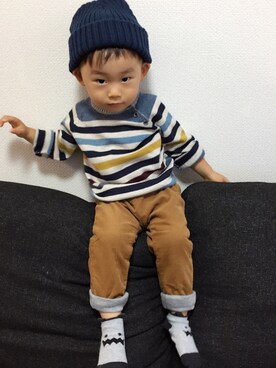 「H&M（エイチ・アンド・エム）のアイテム（ニット/セーター、その他）」を使った、yuki_sin1roさん（キッズ）の秋コーディネート
