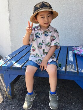 「GWZ（ジーウィズ）のアイテム」を使った、yuki_sin1roさん（キッズ・100cm）の春コーディネート