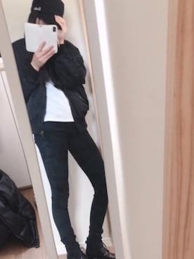 「カッコイイ女子」｜「アイテム（ブルゾン）」を使った、來 叶さん（レディース・159cm）の秋コーディネート