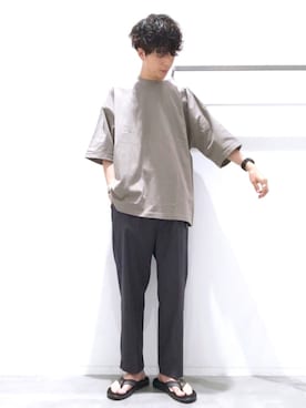 「Teva（テバ）のTeva Voyaflip（サンダル、ブラック系）」を使った、KYOさん（メンズ・180cm）の夏コーディネート