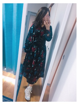 「JEANASIS（ジーナシス）のシャツワンピース/743980 （ワンピース）」を使った、saya♡さん（レディース・153cm）の春コーディネート