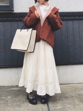 「アイテム（ソックス/靴下、グリーン系）」を使った、さるかめさん（レディース・154cm）の冬コーディネート