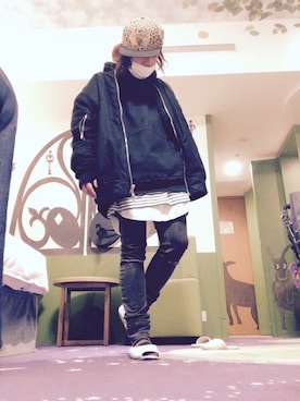 「アイテム（福袋/福箱、レッド系）」を使った、☆ash★◡̎*さん（メンズ・167cm）の春コーディネート