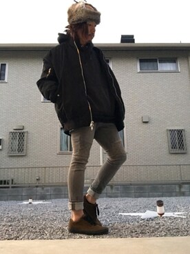 「masterkey（マスターキー）のアイテム（帽子）」を使った、☆ash★◡̎*さん（メンズ・167cm）の冬コーディネート