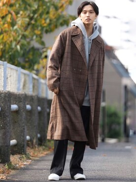 「Adoon plain（アドーンプレーン）のアイテム（パンツ）」を使った、中岡 圭さん（メンズ・168cm・20代）の秋コーディネート