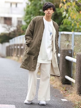 「JUNRED（ジュンレッド）のアイテム（その他アウター）」を使った、中岡 圭さん（メンズ・168cm）の冬コーディネート