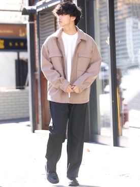 「WYM LIDNM（ウィム バイ リドム）のMILANO RIB HEAVY WEIGHT PO KNIT（ニット/セーター）」を使った、中岡 圭さん（メンズ・168cm）の冬コーディネート