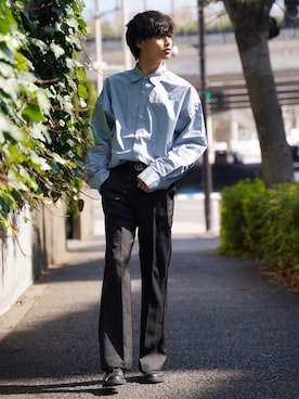 「Adoon plain（アドーンプレーン）のアイテム（パンツ）」を使った、中岡 圭さん（メンズ・168cm・20代）の春コーディネート