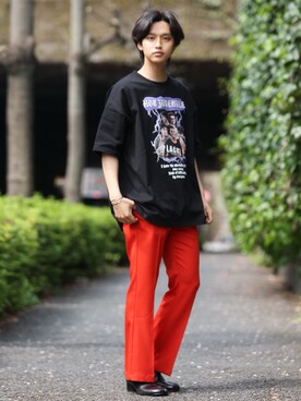 「Adoon plain（アドーンプレーン）のアイテム（パンツ）」を使った、中岡 圭さん（メンズ・168cm・20代）の春コーディネート