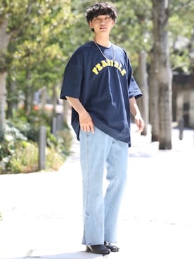 「Adoon plain（アドーンプレーン）のアイテム（パンツ）」を使った、中岡 圭さん（メンズ・168cm・20代）の春コーディネート