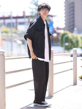 「CONVERSE（コンバース）のCONVERSE コンバース オール スター オックス / ALL STAR OX(BLACK) 32160321（スニーカー）」を使った、中岡 圭さん（メンズ・168cm・20代）の春コーディネート