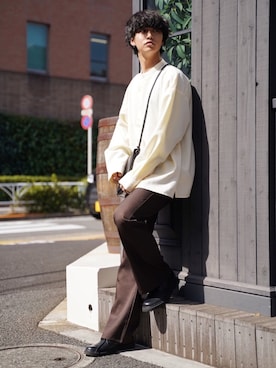「Adoon plain（アドーンプレーン）のアイテム（パンツ）」を使った、中岡 圭さん（メンズ・168cm・20代）の春コーディネート