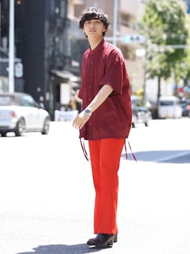 「Adoon plain（アドーンプレーン）のアイテム（パンツ）」を使った、中岡 圭さん（メンズ・168cm・20代）の春コーディネート
