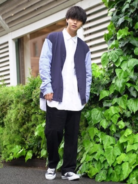 「CONVERSE（コンバース）のCONVERSE コンバース オール スター オックス / ALL STAR OX(BLACK) 32160321（スニーカー）」を使った、中岡 圭さん（メンズ・168cm・20代）の春コーディネート