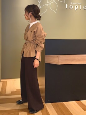 「リブニットパンツ」｜yuki☺︎*さん（レディース・152cm）の秋コーディネート