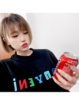 「THE CONVENI（ザ・コンビニ）のアイテム」を使った、uSagi.さん（レディース・165cm）の夏コーディネート