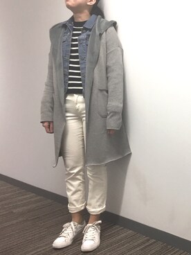 「no brand（ノーブランド）のアイテム（ダウンジャケット/コート、グレー系）」を使った、Mさん（レディース・156cm）の冬コーディネート