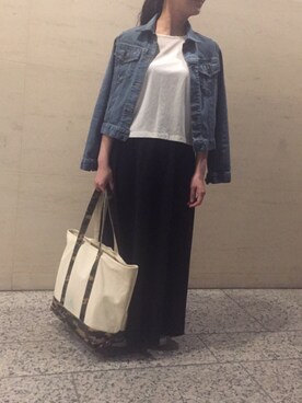 「no brand（ノーブランド）のアイテム（スカート、ブラック系）」を使った、Mさん（レディース・156cm）の春コーディネート