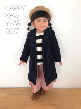 「アイテム（チェスターコート）」を使った、hiさん（キッズ・90cm）の冬コーディネート