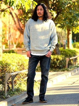 「RED CARD TOKYO（レッドカード）のアイテム（パンツ）」を使った、鈴木さん（メンズ・171cm）の冬コーディネート