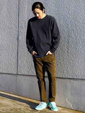 「SHIPS（シップス）の【WEB限定】SHIPS: イージー ストレッチ カラー テーパード スキニー パンツ（その他パンツ）」を使った、鈴木さん（メンズ・171cm）の冬コーディネート