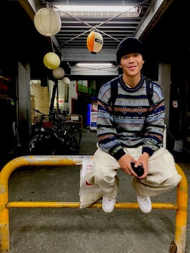 「Carhartt WIP（カーハートダブリューアイピー）のアイテム（ニットキャップ/ビーニー）」を使った、yuさん（メンズ・175cm）の秋コーディネート