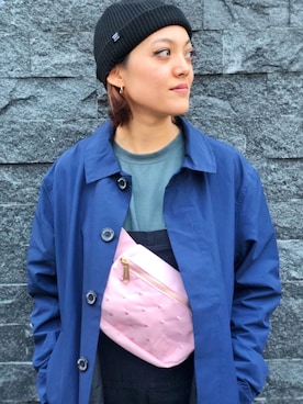 「Herschel Supply Co.（ハーシェルサプライ）のアイテム（ステンカラーコート）」を使った、Herschel Supply Womenさん（レディース・160cm）の冬コーディネート