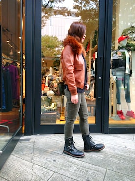 「仙台」｜「アイテム（ブルゾン）」を使った、すがわらさん（レディース・164cm）の秋コーディネート