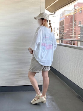 「スボーツミックス」｜「アイテム（サンダル）」を使った、teeemoeさん（レディース・157cm）の夏コーディネート