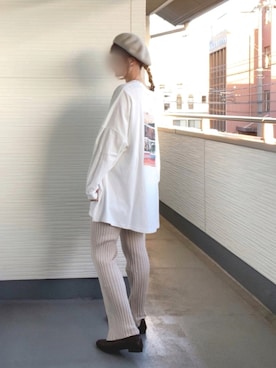 「秋のカフェオレコーデ」｜「アイテム（ハンチング/ベレー帽）」を使った、teeemoeさん（レディース・157cm）の秋コーディネート