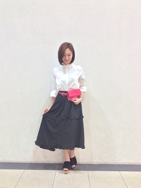 「AS KNOW AS PINKY（アズノゥアズピンキー）のアイテム（サンダル）」を使った、莉奈さん（レディース・155cm）の夏コーディネート
