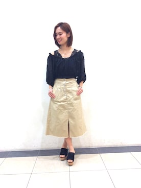 「AS KNOW AS PINKY（アズノゥアズピンキー）のアイテム（サンダル）」を使った、莉奈さん（レディース・155cm）の夏コーディネート