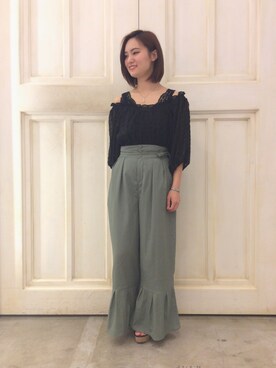 「AS KNOW AS PINKY（アズノゥアズピンキー）のアイテム（サンダル）」を使った、莉奈さん（レディース・155cm）の夏コーディネート