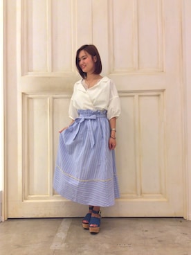 「AS KNOW AS PINKY（アズノゥアズピンキー）のアイテム（サンダル）」を使った、莉奈さん（レディース・155cm）の夏コーディネート