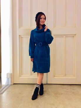 「AS KNOW AS PINKY（アズノゥアズピンキー）のアイテム（チュニック）」を使った、莉奈さん（レディース・155cm）の秋コーディネート