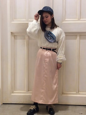 「AS KNOW AS PINKY（アズノゥアズピンキー）のアイテム（帽子）」を使った、莉奈さん（レディース・155cm）の冬コーディネート