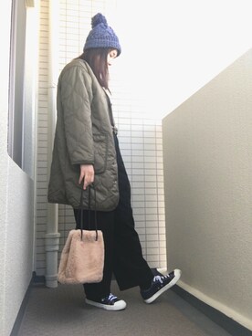 「ゆるゆる」｜「アイテム（ブルゾン）」を使った、somさん（レディース・161cm）の冬コーディネート