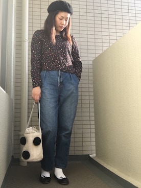 「NANO universe（ナノユニバース）のアイテム（ハンチング/ベレー帽）」を使った、somさん（レディース・161cm）の春コーディネート