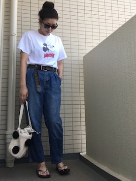 「ミッキーT」｜「アイテム（ビーチサンダル）」を使った、somさん（レディース・161cm）の夏コーディネート