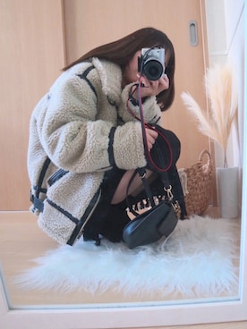 「Ungrid（アングリッド）のアイテム（ムートンコート）」を使った、𝐚𝐚𝐚 さん（レディース・154cm）の冬コーディネート