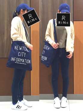 「ビジュー」｜「アイテム（ブルゾン）」を使った、RiNc天童店さん（レディース・165cm）の春コーディネート
