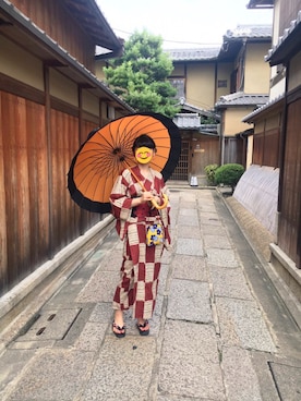 「和傘」｜ゆうかはん。さん（レディース・159cm）の夏コーディネート