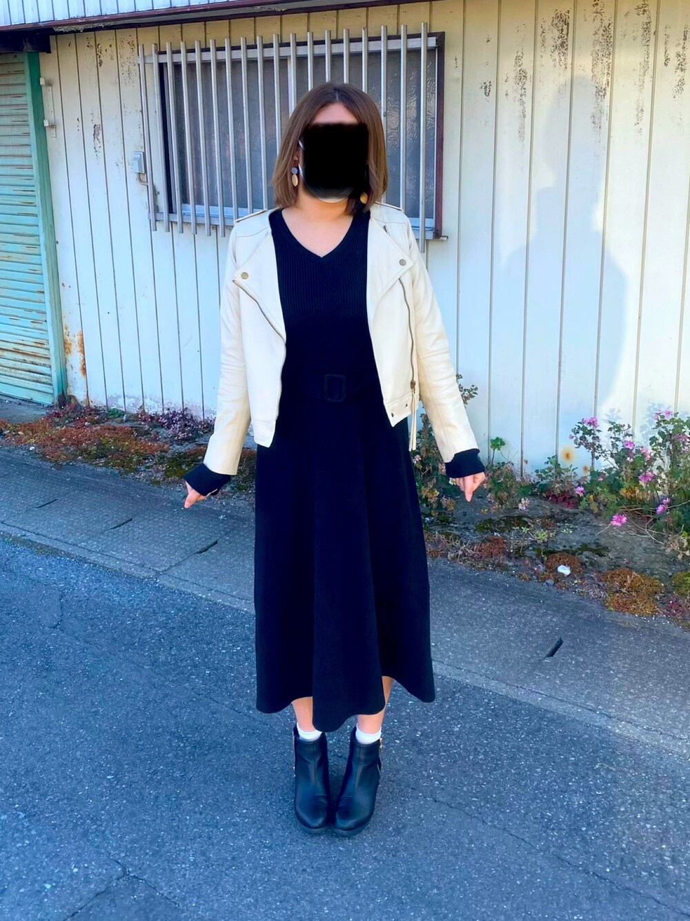 「今日のコーデ、楽チンコーデ、高身長女子、肩幅広い族、ワンピース」｜「GUのアイテム（ワンピース、ブラック系）」を使った、chiさん（レディース・169cm）の冬コーディネートの1枚目の写真